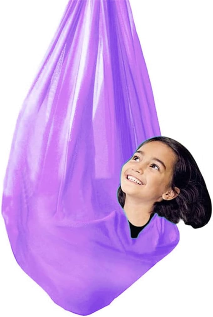 Sensory Swing for adults kids Indoor outdoor Therapy Swing Calming Snuggle Hammock durable soft strong fabric swing Great for Sensory Integration stimulation ( Color : Light purple , Size : 1.5M x 2.8