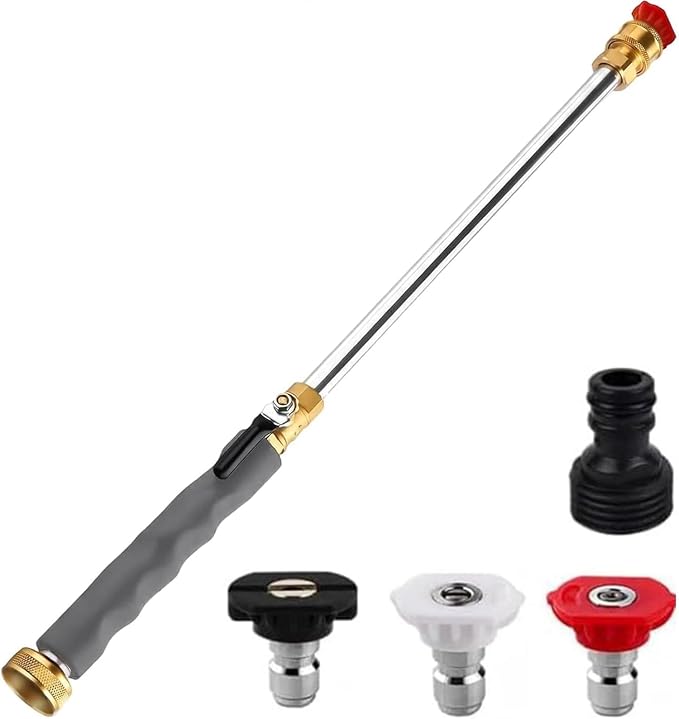 Upgraded Jet Nozzle Power Washer for Garden Hose,2026 Pressure Washer Wand with 3 High-Pressure Nozzles for Car Washing Patio Garden Outdoor Cleaning. (Gray)