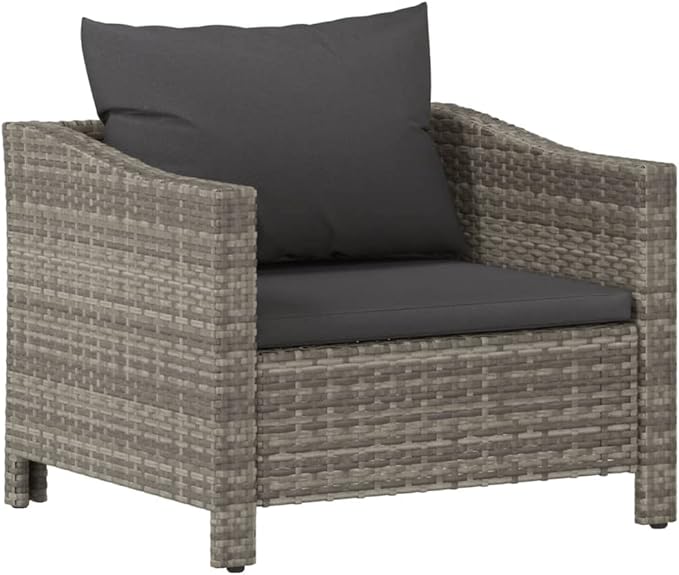 Patio Furniture Sets,Outdoor loveseat,Patio Conversation Sets,6 Piece Patio Lounge Set with Cushions Gray Poly RattanSuitable for Patio, Garden, Gazebo Low