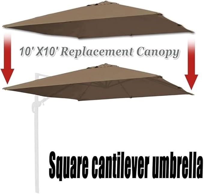 Patio Umbrella Replacement Canopy, 250x250cm Square Offset Umbrella Cover, 8 Rib Cantilever Umbrella Replacement Canopy for Outdoor Garden, Deck and Patio