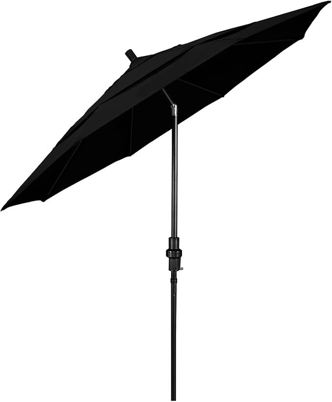 California Umbrella 11' Rd. Fiberglass Rib Patio Umbrella, Crank Lift, Collar Tilt, Black Pole, Black (GSCUF118705-SA08-DWV)