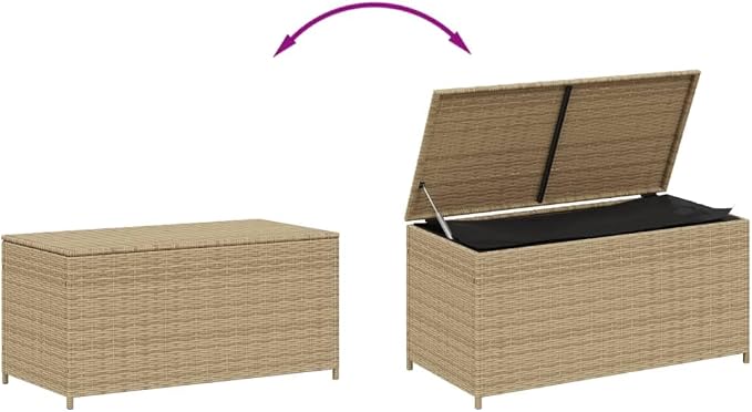 Garden Storage Box Mix Beige 50.2 Gal Poly Rattan Storage Boxes, Outdoor Furniture
