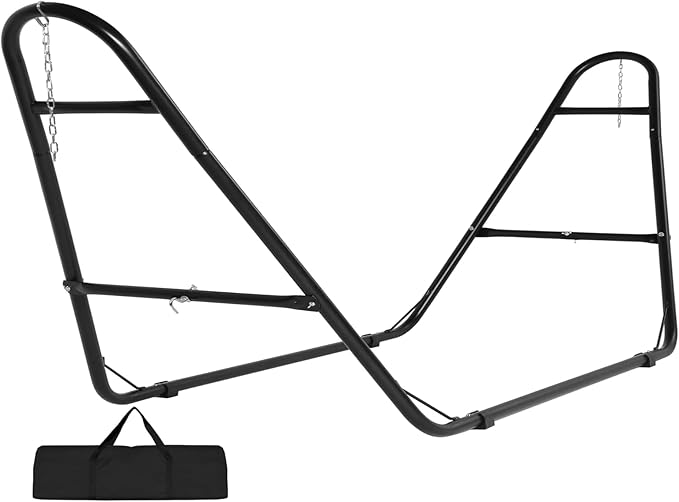 Heavy-Duty Steel Hammock Stand, 130 * 40 * 51in for 2 People, Portable Design,for 9.5 to 14 ft Hammocks, Ideal for Outdoor Balconies, Porches, Patios, Decks and Backyards