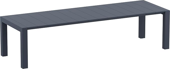 Compamia Vegas 118" Extendable Patio Dining Table in Dark Gray, Commercial Grade
