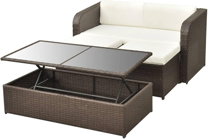 Patio Lounge Set with Cushions,Outdoor Patio Furniture,Conversation Furniture,Patio Furniture Sets,for Terrace,Garden,Backyard,4 Piece Brown Poly Rattan