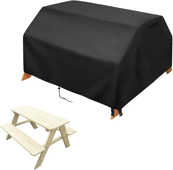 Kasla Kids Picnic Table Cover, Heavy Duty Waterproof, Fits Wooden Sand & Water Table, Sensory Table for Backyard, Patio, Lawn (39"W×35"D×23"H)