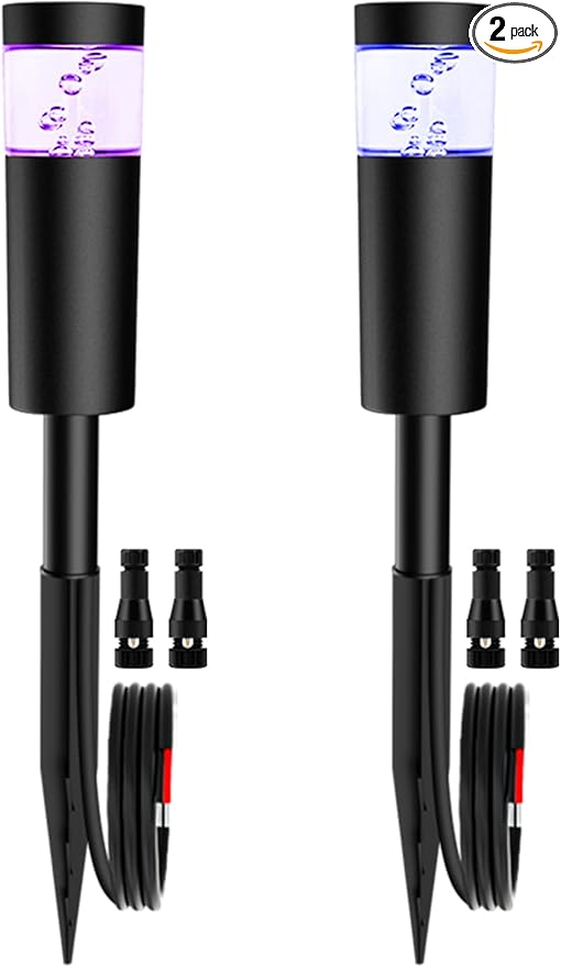 5W RGBW Low Voltage Landscape Pathway Lights with Connectors 12V Outdoor Landscape Lighting LED Bollard Path Lights Wired IP65 Waterproof RGBW Walkway Light for Garden Yard Lawn (2Pack)