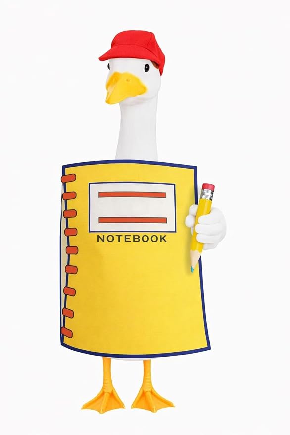 Back to School Notebook Porch Goose Outfit for 23 Inch Lawn Goose Statue | Cute Yellow NoteBook Student Goose Clothes；School Porch Goose Outfit；School Classroom Outdoor Garden Yard Patio Statue Decor
