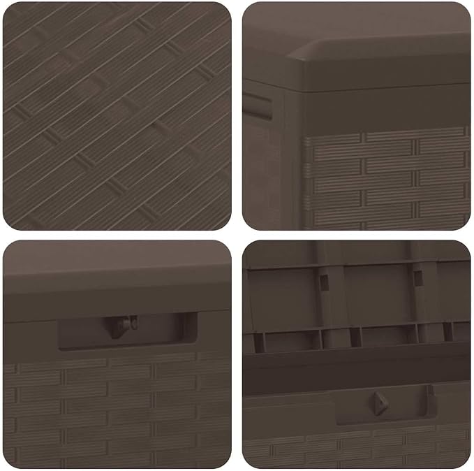 Patio Storage Box 290L Large Outdoor Deck Box for Garden Cushions and Tools, Brown Rectangular Resin Storage Bin for Terrace and Garage, Textured Finish, 44.9" x 18.5" x 23.6"