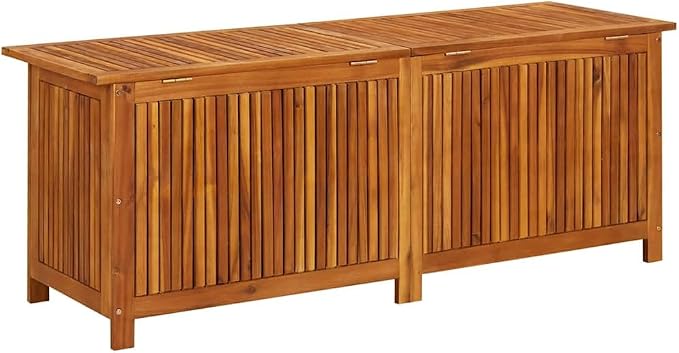 Outdoor Garden Storage Box, Large Acacia Wood Deck Chest with Water-Resistant Bag, 59.1 Inch Rectangular Container for Patio Cushions Blankets Toys