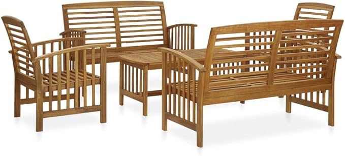 Patio Lounge Set,Outdoor Patio Furniture,Outdoor Chat Conversation Set,Garden Furniture Sets,for Patio,Backyard,Garden,Outdoor,5 Piece Solid Acacia Wood