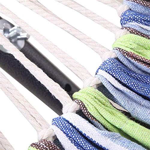 Hammock Set (Hammock Frame Small Color Bar) Natural Rope (Green Strip)