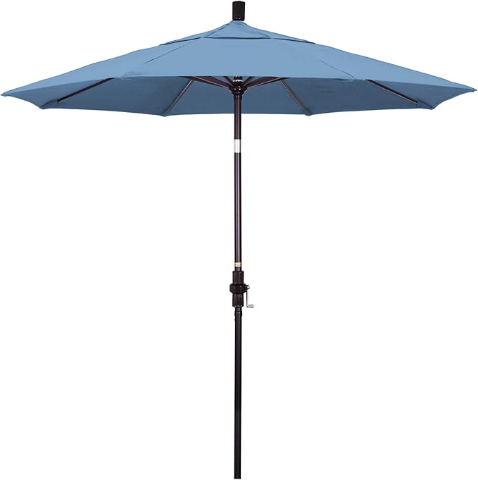 California Umbrella 7.5' Rd. Aluminum Patio Umbrella, Crank Lift, Collar Tilt, Bronze Pole