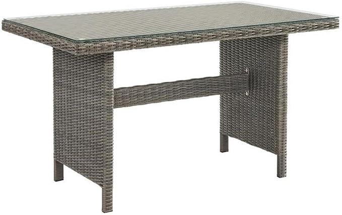Asti All-Weather Wicker Outdoor Dining Table with Glass Top, Rust-Resistant Aluminum Frame, Weatherproof Patio Furniture, 55 in. W x 31 in. D x 30 in. H, Ideal for Garden and Deck