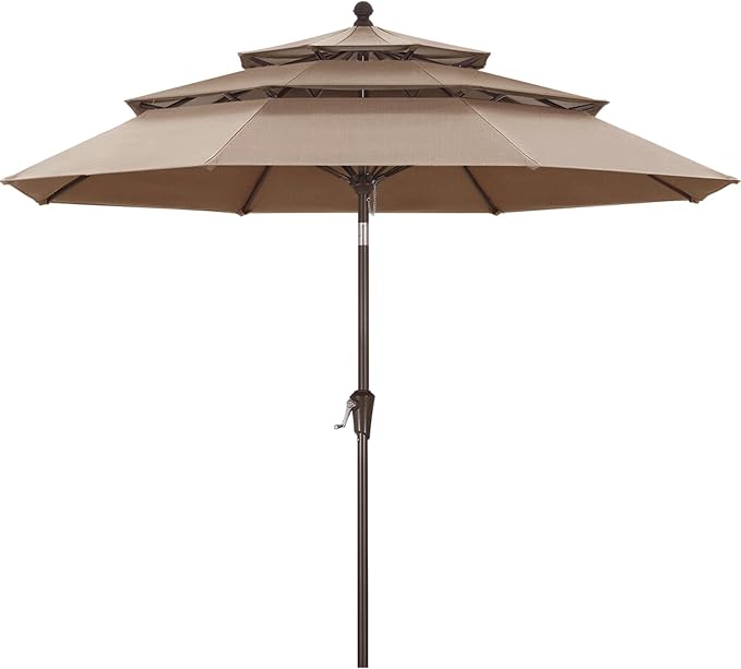 ABCCANOPY 5-Year 10-Year No Fading 9FT 3 Tiers Patio Umbrella, Outdoor Table Umbrella with 8 Sturdy Ribs for Deck, Backyard, Garden, Yard