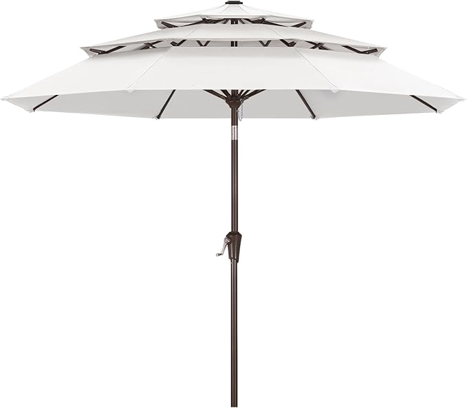 ABCCANOPY 5-Year 10-Year No Fading 9FT 3 Tiers Patio Umbrella, Outdoor Table Umbrella with 8 Sturdy Ribs for Deck, Backyard, Garden, Yard