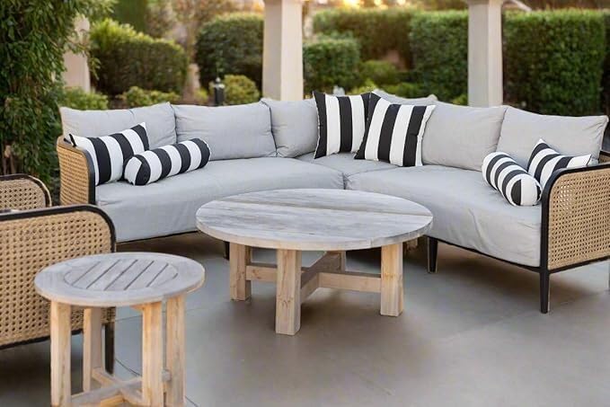 RSH DECOR: Lumbar Throw Pillows Set of 4 | 20” x 12" | All-Weather Spun Fabric | Water and Fade-Resistant | Outdoor Support Pillows for Patio Furniture | Copeland Caribe Blue Floral