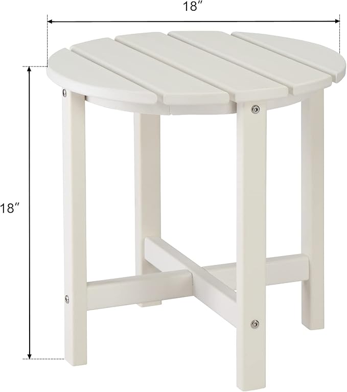 Vasitelan Patio Adirondack Side Table, Double Outdoor Side Table, Poly Lumber end Table, Weather Resistant for Indoor, Patio, Pool, Porch (White)