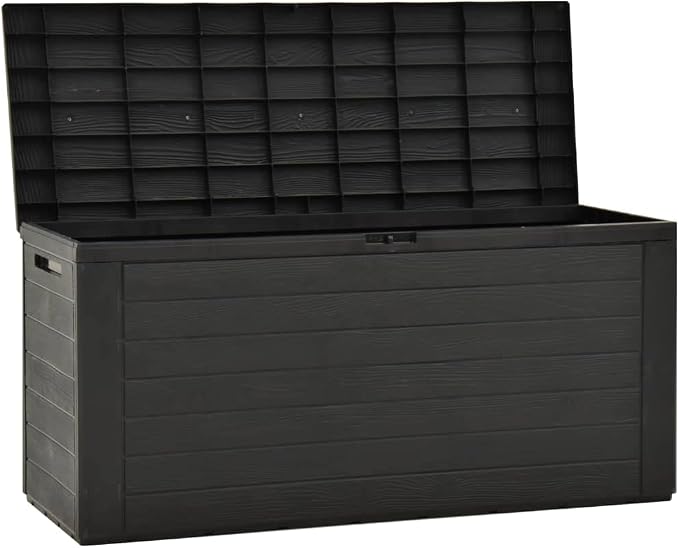 【Fast Shipping】 Outdoor Rattan Storage Box, All Weather Deck Box for Patio Furniture Storage, Outdoor Toys and More Patio Storage Box Anthracite 45.7"x17.3"x21.7"