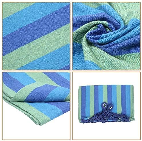Hammock Set (Hammock Frame Small Color Bar) Natural Rope (Blue-Green bar)