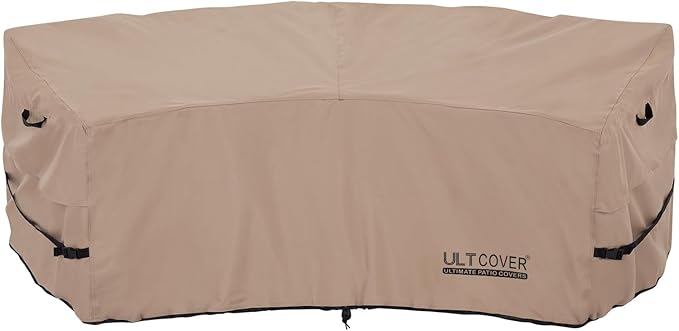ULTCOVER Patio Curved Sofa Cover Waterproof for 2-3 Seater Outdoor Sectional Furniture Couch 94"(Back Arc Length) / 60"(Front Arc Length) x 32"(Deep)