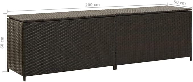 Garden Storage Box Indoor/Outdoor Storage Container and Gardening Tools - Store Items on Patio, Garage, Yard.Poly Rattan 78.7"x19.6"x23.6" Brown