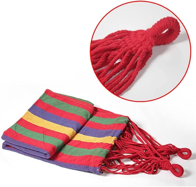 k&klacosta Hammock Outdoor Cotton Hammock Multi Load Capacity Portable Hammock Up to 450lbs with Carry Bag for Patio Garden Camping Red Yellow Stripes