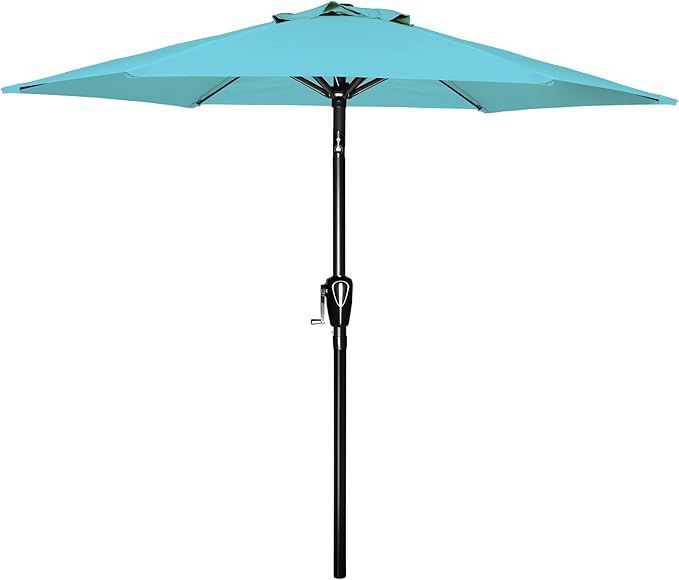 YSSOA 7.5' Patio Umbrella Outdoor Table Market Yard Umbrella with 6 Sturdy Ribs, Turquoise