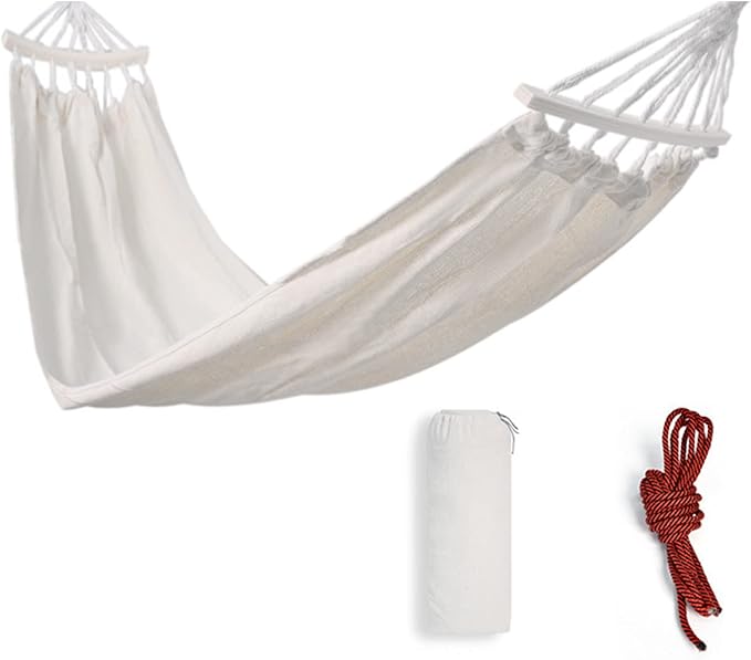 Portable Hammock Double Hammocks for Camping Travel Beach Outdoor, Camping Accessories Single Double Hammock for Outdoor/Indoor,White,Single