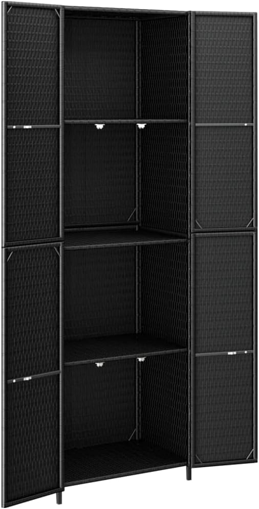Garden Storage Cabinet Outside Deck Storage Box Outdoor Patio Storage Backyard Storage Box Furniture Storage Box Black 23.2"x15.7"x70.9" Poly Rattan