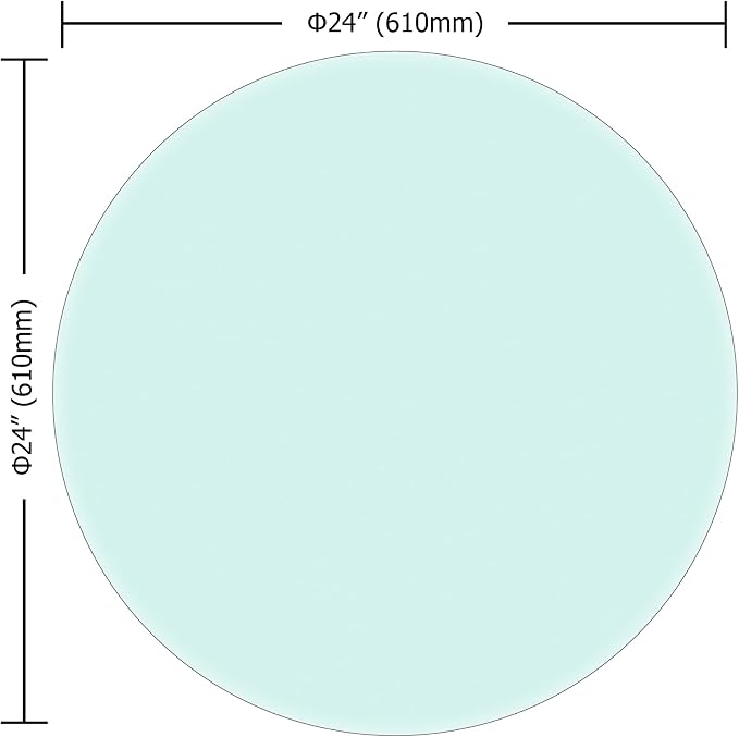24 Inch Round Transparent Tempered Glass Table Top, Clear Table Surface Protector, Safe 1/2" Thick-Beveled Polished Edge, Replacement Glass Top for Home, Office, Patio, Outdoor/Indoor