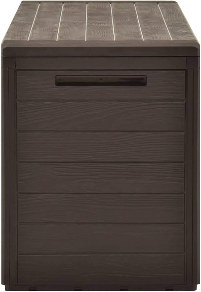 Garden Storage Box Outdoor Patio Furniture, Waterproof Container for Yard Boxes - Brown Polypropylene Cabinet, Weatherproof Table (45.7x17.3x21.7)