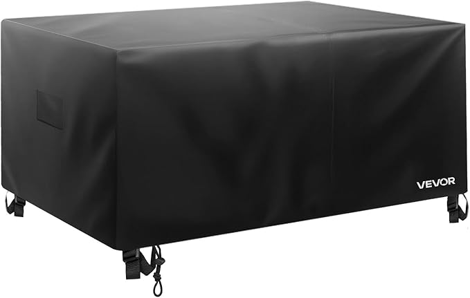 VEVOR Patio Furniture Cover, 420D Heavy Duty Waterproof Outdoor Dining Table and Chairs Cover, Large Squre Patio Table Covers with Air Vent for All Weather, 126L x 126W x 32H inch, Black
