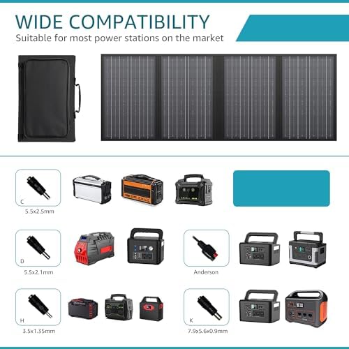Apowking Solar Powered Generator 200W Peak/100W Rated, Portable Power Station with Solar Panels 60W Included, 146Wh Solar Power Bank with AC Outlet 110V for Home Use Camping Outdoor Adventure