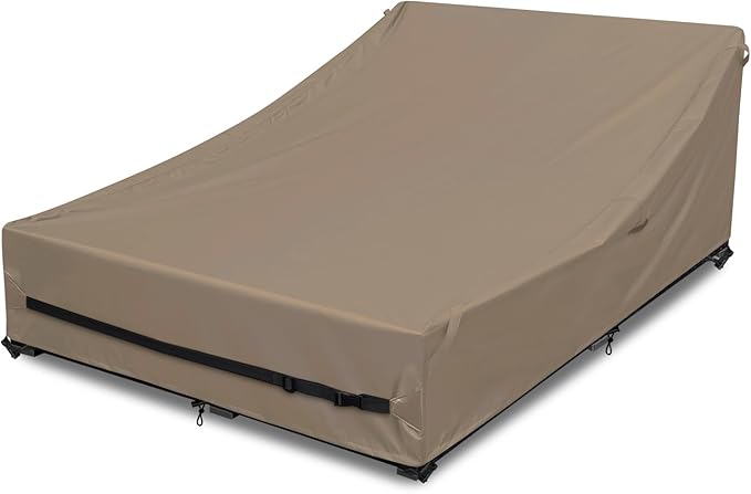 Waterproof Outdoor Daybed Cover Heavy Duty 600D Weather-Resistant Patio Sunbed Wicker Furniture Sofa Covers 63"L x 54"W x 28"H UV Resistant Anti-Fade Material,Outdoor Canopy Day bed Sofas Cover,Camel