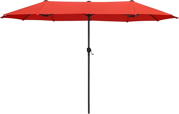 MFSTUDIO 13ft Outdoor Patio Umbrella, Double Sided Large Rectangular Umbrella Market Table Twin Triple Rectangle Umbrellas with Crank Handle for Outside Picnic Backyard Deck Pool (no base)