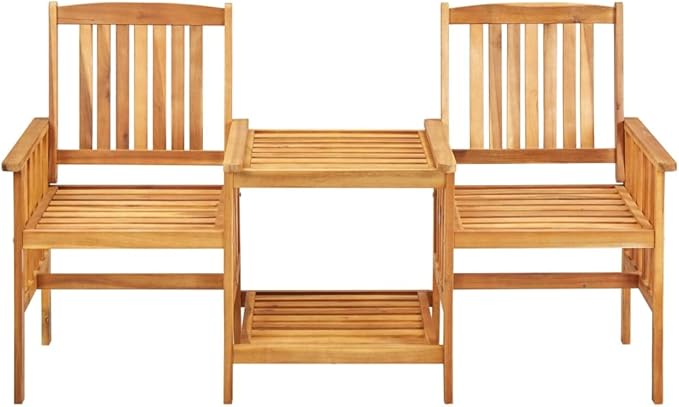 Patio Chairs with Tea Table 62.6"x24"x36.2" Solid Acacia Wood, Bistro Set Porch Furniture Set Front Porch Furniture Patio Conversation Set for Garden Piazza Exhibition Poolside
