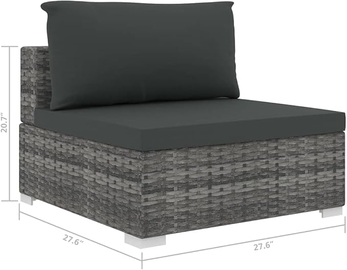Patio Lounge Set with Cushions,Outdoor Furniture,Outdoor Furniture Sets,Patio Conversation Sets,for Garden,Deck,Backyard,5 Piece Poly Rattan Gray