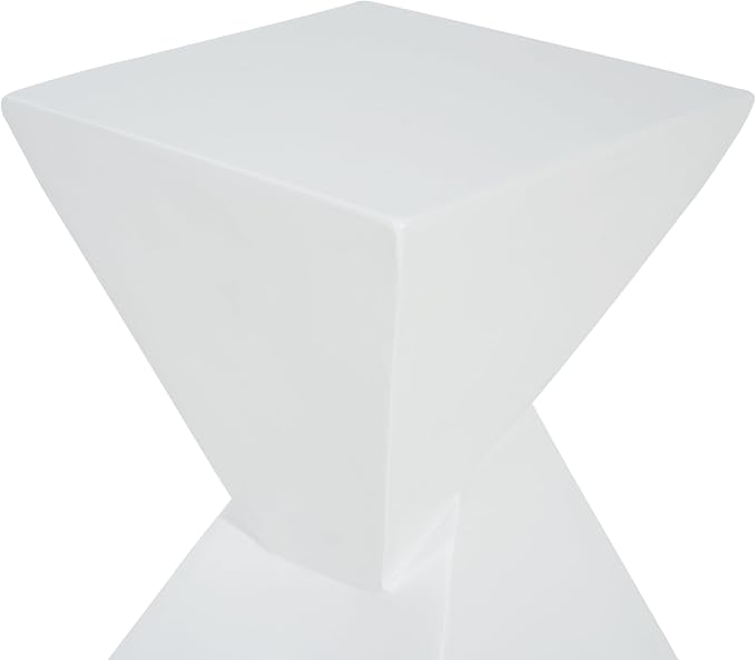 Christopher Knight Home Ginues Lightweight Concrete Square Coffee Table, Indoor and Outdoor Side Table for Living Room, MGO Small Side Table, Two-Tone Design, No Assembly Needed, White