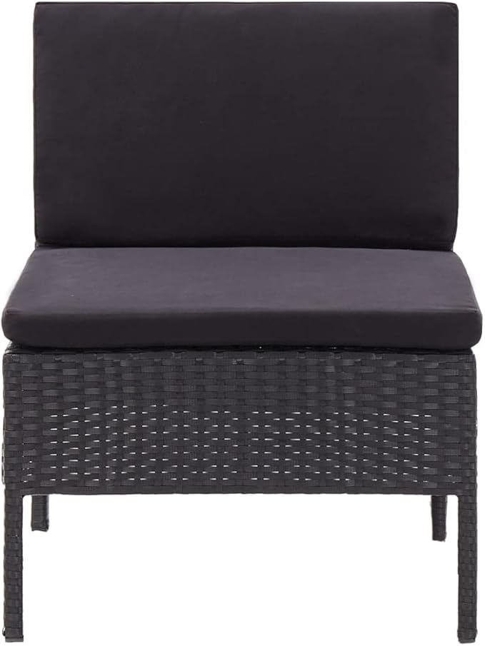 Patio Sofa Set with Cushions,Patio Lounge Set,Outdoor Furniture,Outdoor Furniture Sets,Patio Conversation Sets,for Garden,Deck,Backyard,6 Piece Poly Rattan Black
