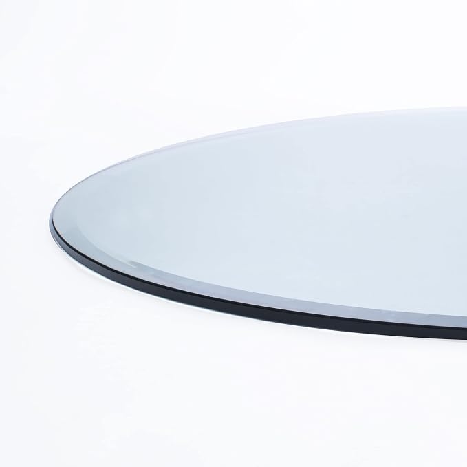 Spancraft 44" Inch Round 1/2" Thick Clear Glass Table Top with Beveled Edge and Tempered Glass, Replacement Glass Table Top, Great for Dining Tables, end Tables, and Outdoor Patio Table Tops or Table