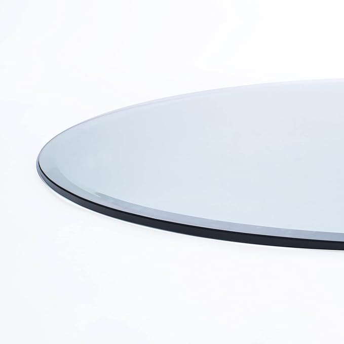 Spancraft 16" Round 1/2" Thick Clear Tempered Glass Table Top with Beveled Edge, Replacement for Dining, End, and Outdoor Patio Tables