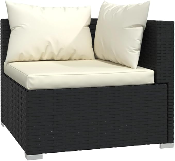 5 Piece Patio Lounge Set with Cushion, Furniture Conversation Sets Piece Patio Set Patio Lounge Set Outdoor Patio Sectional s Poly Rattan Black
