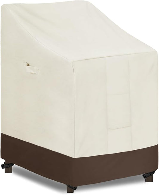 Easy-Going Heavy Duty Outdoor Stackable Chair Cover, Waterproof Patio Chair Cover, Windproof Outdoor Furniture Cover with Air Vent (1 Pack-28Wx36Dx47H inch, Beige/Dark Brown)