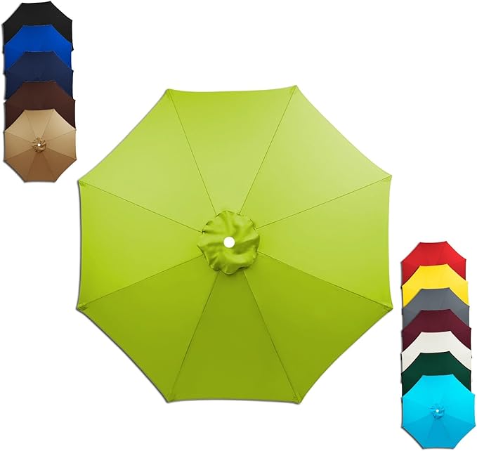 6/8 Ribs Patio Umbrella Replacement Canopy 6.5ft 7.5ft 8.2ft 8.9ft 9.8ft 11.5ft Waterproof UV Protective Replacement Parasol Fabric Cover for Garden Outdoor(Grass Green,11.5ft/6ribs)