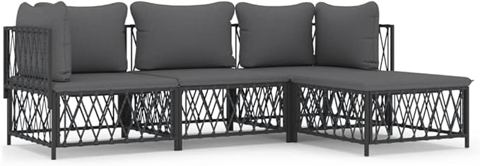 Patio Furniture Sets,Outdoor loveseat,Patio Conversation Sets,4 Piece Patio Lounge Set with Cushions Anthracite SteelSuitable for Patio, Garden, Gazebo Low