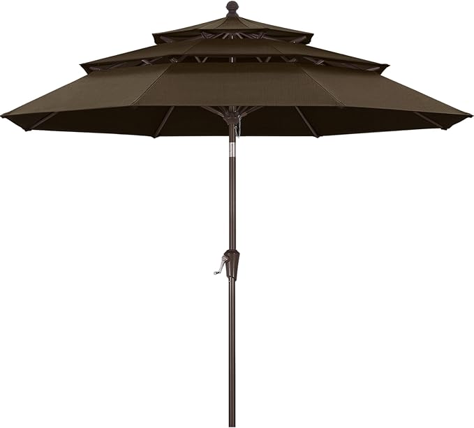 ABCCANOPY 5-Year 10-Year No Fading 9FT 3 Tiers Patio Umbrella, Outdoor Table Umbrella with 8 Sturdy Ribs for Deck, Backyard, Garden, Yard