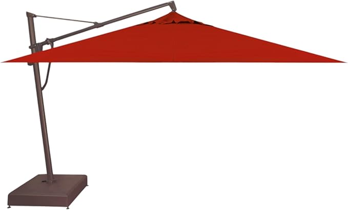 Treasure Garden AKZ PLUS Cantilever Umbrella 10'x13' Rectangular Sunbrella Jockey Red Canopy and Bronze Frame with Stationary Base