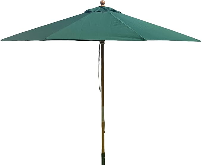 9' Octagonal Wooden Market Umbrella with Pulley System, Wood Frame, Maple Handle, Acrylic Canopy, UV Blocking, Patio Use