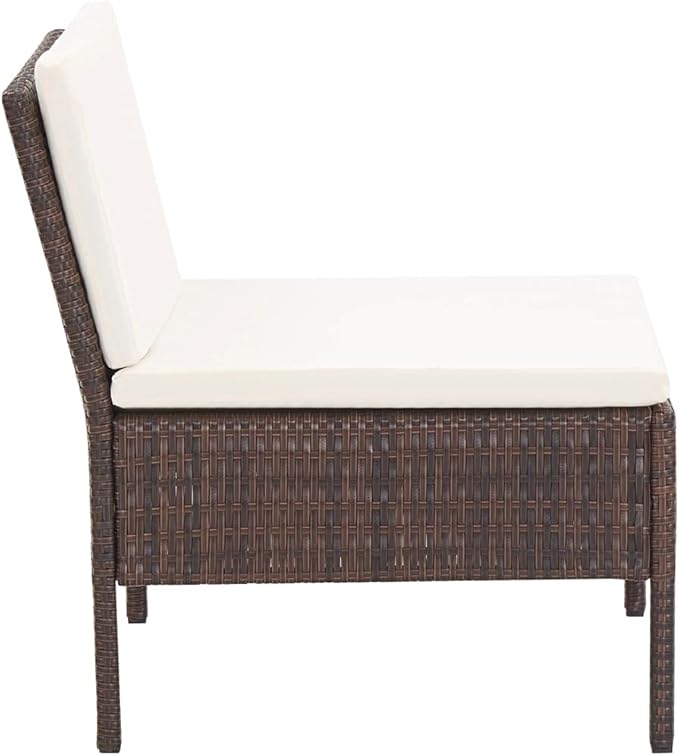 Patio Lounge Set with Cushions,Outdoor Furniture,Outdoor Furniture Sets,Patio Conversation Sets,for Garden,Deck,Backyard,6 Piece Poly Rattan Brown